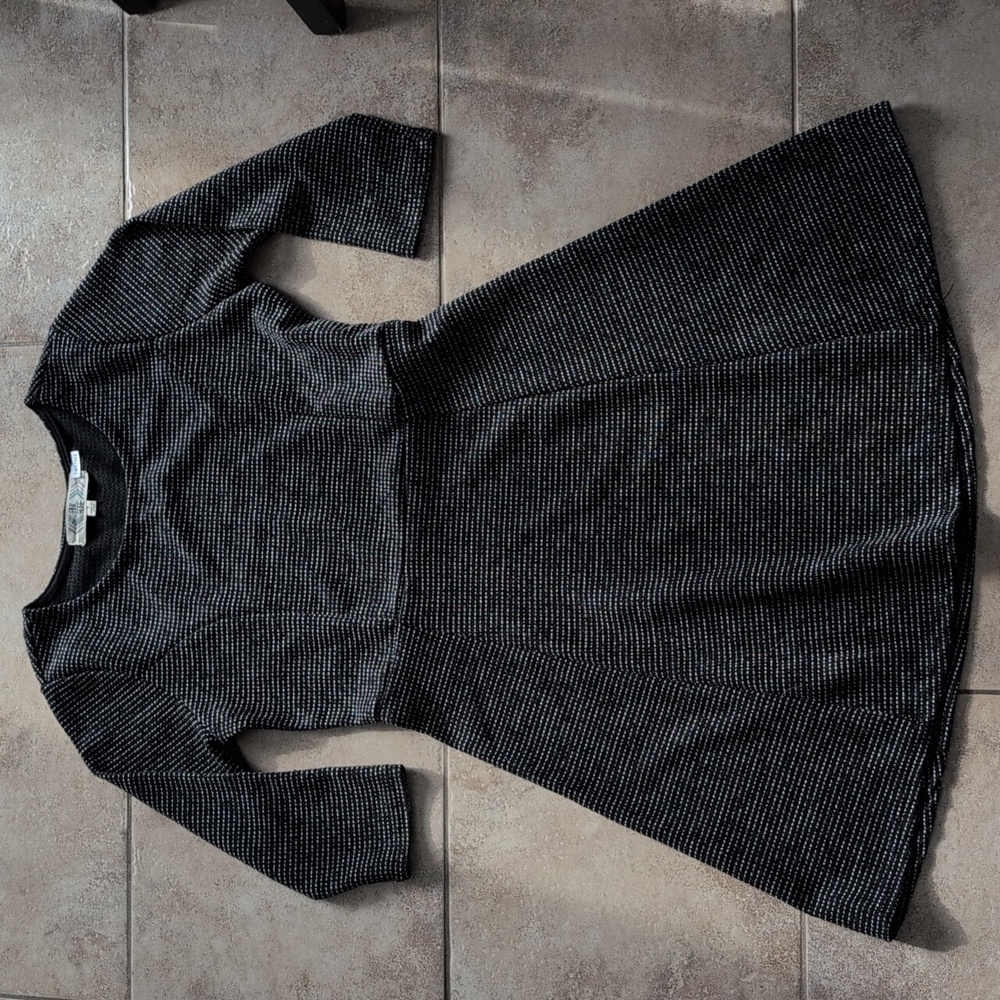 Warm Fabric 3/4 Sleeves Flared Dress